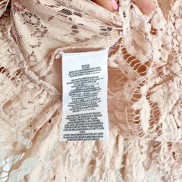 BCBG Lace Mesh Off Shoulder Pink Blouse Swifty Valentines - Picture 4 of 5